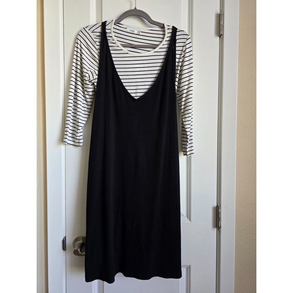 Bossini Black Slip Dress and Striped Tee Size XL